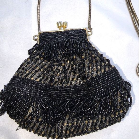 Vintage Carolyne Barton Night Black Beaded Small Evening Bag, 6"X5"X2" - Picture 2 of 9